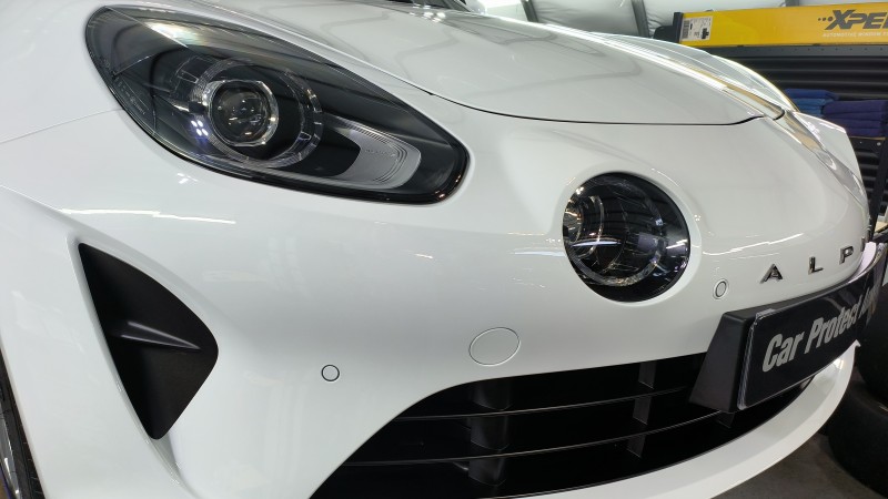 Alpine A110 blanche neuve - protection Céramique Gtechniq Crystal Sérum Ultra près de Bonneville en Haute-Savoie